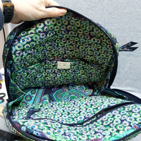 Vera Bradley  Retired Blue Rhapsody print Shoulder bag Handbag In Green Paisley - Picture 3 of 7